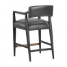 Sunpan Keagan Counter Stool in  Brentwood Charcoal Leather - Back Side Angle