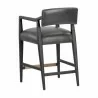 Sunpan Keagan Counter Stool in  Brentwood Charcoal Leather - Back Side Angle - Sunpan Keagan Counter Stool in  Brentwood Charcoal Leather - Back Side Angle