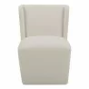 Moe's Home Collection Cormac Rolling Dining Chair Performance Fabric in Cream - Front Angle - Moe's Home Collection Cormac Rolling Dining Chair Performance Fabric in Cream - Front Angle