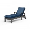 Monterey Chaise Lounge in Spectrum Indigo w/ Self Welt - Front Side Angle