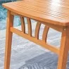 Vifah Kapalua Honey Nautical 4-Piece Wooden Outdoor Dining Set with Bench, Table Closeup View - Vifah Kapalua Honey Nautical 4-Piece Wooden Outdoor Dining Set with Bench, Table Closeup View