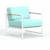 Sabbia Club Chair in Dupione Celeste, No Welt - Front Side Angle - Sabbia Club Chair in Dupione Celeste, No Welt - Front Side Angle