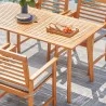 Vifah Waimea Honey 5-Piece Slatted Eucalyptus Wood Patio Dining Set with Cushion, Closeup Angle - Vifah Waimea Honey 5-Piece Slatted Eucalyptus Wood Patio Dining Set with Cushion, Closeup Angle