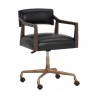 Sunpan Keagan Office Chair in Cortina Black Leather - Front Side Angle