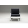 Motivo Arm Chair Black Leather with Brushed Stainless Steel - Front