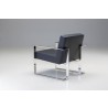 Motivo Arm Chair Black Leather with Brushed Stainless Steel - Back Angle