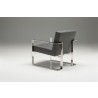 Motivo Arm Chair Grey Leather with Brushed Stainless Steel - Back Angle