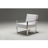 Motivo Arm Chair White Leather with Brushed Stainless Steel - Back Angle - Angle