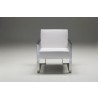 Motivo Arm Chair White Leather with Brushed Stainless Steel - Back Angle - Front