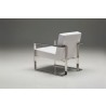 Motivo Arm Chair White Leather with Brushed Stainless Steel - Back Angle - Back Angle