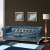 Armen Living Winston Antique Blue Bonded Leather Sofa