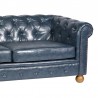 Armen Living Winston Antique Blue Bonded Leather Sofa Side