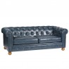 Armen Living Winston Antique Blue Bonded Leather Sofa Side
