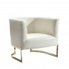 Armen Living Elite Contemporary Accent Chair In White and Gold Finish - Angled
