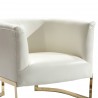 Armen Living Elite Contemporary Accent Chair In White and Gold Finish - Seat Close-Up