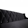 Armen Living Barrister Sofa In Black Velvet With Crystal Buttons Side View