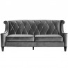 Armen Living Barrister Sofa In Gray Velvet With Black Piping Front