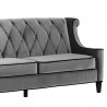 Armen Living Barrister Sofa In Gray Velvet With Black Piping Half