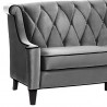 Armen Living Barrister Sofa In Gray Velvet With Black Piping Other Side
