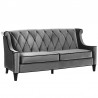 Armen Living Barrister Sofa In Gray Velvet With Black Piping Side