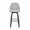 Armen Living Arabela 26" Gray Faux Leather and Black Wood Swivel Bar Stool Front - Armen Living Arabela 26" Gray Faux Leather and Black Wood Swivel Bar Stool Front