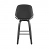 Armen Living Arabela 26" Gray Faux Leather and Black Wood Swivel Bar Stool Back