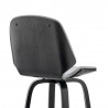 Armen Living Arabela 26" Gray Faux Leather and Black Wood Swivel Bar Stool Back Angle