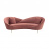 Armen Living Anabella Blush Fabric Upholstered Sofa with Brushed Gold Legs Front