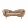 Armen Living Anabella Natural Fabric Upholstered Sofa with Brushed Gold Legs- Front
