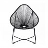Armen Living Acapulco Indoor Outdoor Steel Papasan Lounge Chair with Black Rope- Front View