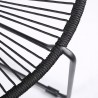 Armen Living Acapulco Indoor Outdoor Steel Papasan Lounge Chair with Black Rope- Close View