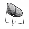 Armen Living Acapulco Indoor Outdoor Steel Papasan Lounge Chair with Black Rope- Back View