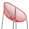 Armen Living Acapulco Indoor Outdoor Steel Papasan Lounge Chair with Brick Red Rope- Back Angle