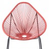 Armen Living Acapulco Indoor Outdoor Steel Papasan Lounge Chair with Brick Red Rope- Half View
