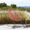Armen Living Acapulco Indoor Outdoor Steel Papasan Lounge Chair with Brick Red Rope