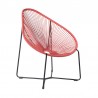 Armen Living Acapulco Indoor Outdoor Steel Papasan Lounge Chair with Brick Red Rope- Back
