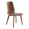 Armen Living Archie Mid-Century Dining Chair in Walnut Finish and Gray Fabric - Back Angle
