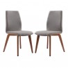 Armen Living Archie Mid-Century Dining Chair in Walnut Finish and Gray Fabric - Set of 2