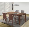 Armen Living Archie Mid-Century Dining Chair in Walnut Finish and Gray Fabric - Set of 4