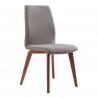 Archie Mid-Century Dining Chair in Walnut Finish and Gray Fabric - Set of 2 - Angled