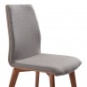 Archie Mid-Century Dining Chair in Walnut Finish and Gray Fabric - Set of 2 - Angled Close-Up