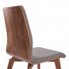 Archie Mid-Century Dining Chair in Walnut Finish and Gray Fabric - Set of 2 - Back Angle Close-Up