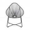 Armen Living Acapulco Indoor Outdoor Steel Papasan Lounge Chair with Gray Rope- Back View