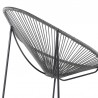 Armen Living Acapulco Indoor Outdoor Steel Papasan Lounge Chair with Gray Rope- Half Side View