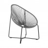 Armen Living Acapulco Indoor Outdoor Steel Papasan Lounge Chair with Gray Rope- Side View