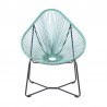Armen Living Acapulco Indoor Outdoor Steel Papasan Lounge Chair with Wasabi Rope- Front View