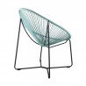 Armen Living Acapulco Indoor Outdoor Steel Papasan Lounge Chair with Wasabi Rope- Side View