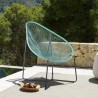 Armen Living Acapulco Indoor Outdoor Steel Papasan Lounge Chair with Wasabi Rope