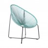 Armen Living Acapulco Indoor Outdoor Steel Papasan Lounge Chair with Wasabi Rope- Back Angle VIew
