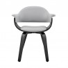 Armen Living Adalyn Gray Faux Leather and Black Wood Dining Room Accent Chair Back